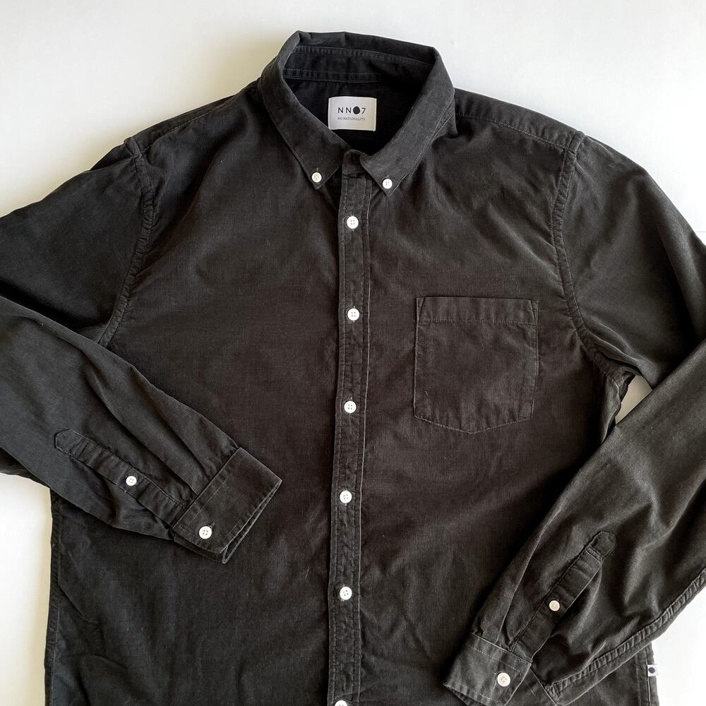 NN07 No Nationality Men's Levon Olive Corduroy Button Down Shirt XL - Picture 6 of 16